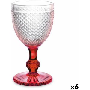 Wijnglas diamant rood transparant glas 330 ml (6 stuks)