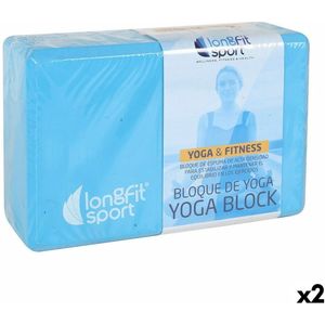 Yogablok LongFit Sport Blauw 12,5 x 15 x 7,5 cm (2 Stuks)