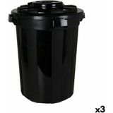 Prullenbak Dem Hop Zwart 70 L (3 Stuks)