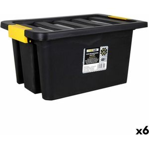 Opstapelbare opbergbox Dem Brico Met deksel 40 L 52 x 35 x 26 cm (6 Stuks)