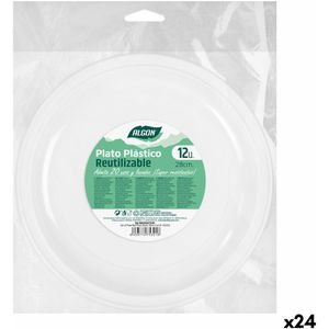 Set van herbruikbare borden Algon Cirkelvormig Wit Plastic 28 x 28 x 2 cm (24 Stuks)