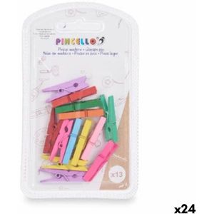 Klemmen - Multicolour - Hout - 24 Stuks