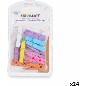 Klemmen - Multicolour - Hout - 24 Stuks