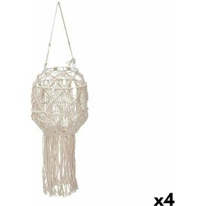 Kaarshouder Macramé Wit Katoen 24 x 90 x 24 cm (4 Stuks)