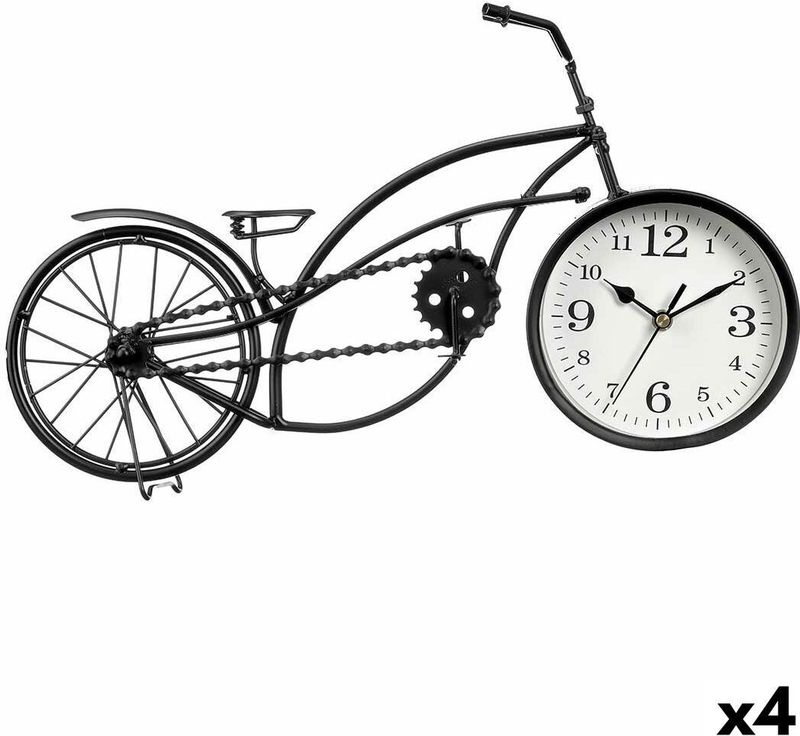 Bordsklocka Fiets Zwart Metaal 42 x 24 x 10 cm (4 Stuks)