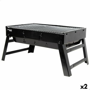 Barbecue Draagbare Aktive Rechthoekig Zwart 50 x 23 x 30 cm (2 Stuks)