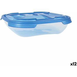 Set Lunchboxen Tontarelli Nuvola 500 ml Blauw Vierkant 4 Onderdelen (12 Stuks)