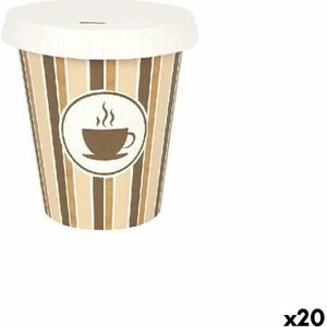 Glazenset Algon Met deksel Wegwerp Koffie Karton 6 Onderdelen 250 ml (20 Stuks)
