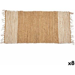 Tapijt Zwart Natuurlijk Strepen 70 x 1 x 140 cm (8 Stuks)