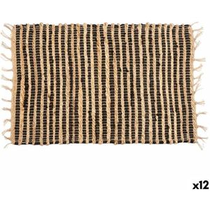 Carpet - Black - Natural - 25% Katoen 75% Jute - 12 Stuks