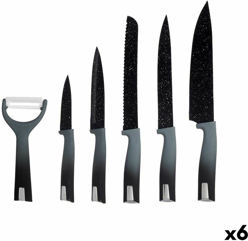 Messen Set - Zwart - Roestvrij Staal - Polypropyleen - 6 Stuks - 6 Onderdelen