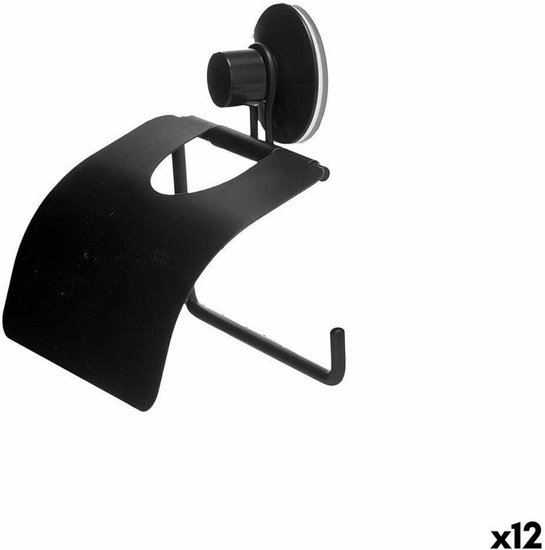 Toiletrolhouder Zwart Staal ABS 13,5 x 12 x 3 cm (12 Stuks)