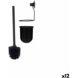 Toiletborstel Zwart Staal ABS 10 x 36 x 10 cm (12 Stuks)