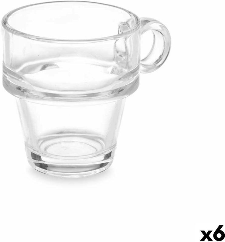 Set van koffiekopjes Vivalto Z908-4/BHA6 Transparant Glas 90 ml (6 Stuks)