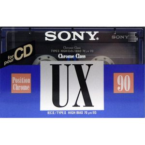 Audio Cassette Tape Sony UX 90 Chrome Class  / Uiterst geschikt voor alle opnamedoeleinden / Sealed Blanco Cassettebandje / Cassettedeck / Walkman / Sony cassettebandje.