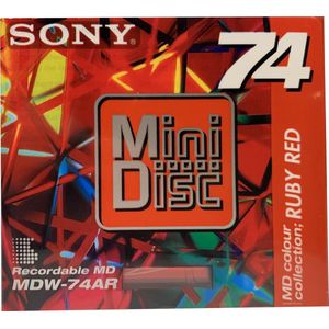 Sony minidisc 74min MDW-74AR colour collection Ruby Red recordable