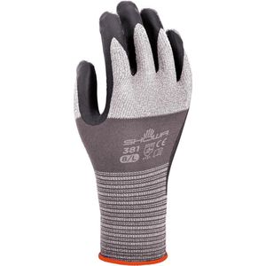SHOWA microvezeldragerweefsel multifunctionele handschoen met microporeus nitrilschuim coating op handpalm, Large, grijs/zwart, 1