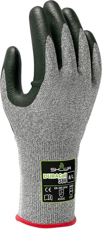 Showa - Werkhandschoen 386 - Grijs - HPPE Polyester Nitril Coating - 1 Paar