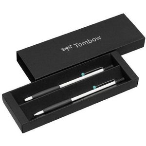 Tombow PLZ-211-4 Deluxe Zoom 707 balpenset, 1 balpen en 1 vulpotlood, geschenkdoos, wit/grijs/turquoise