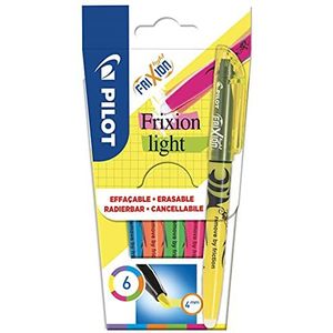 PILOT FriXion Light, uitwisbare markeerstiften, set van 6 (neonroze, neongeel, violet, blauw, oranje, groen)
