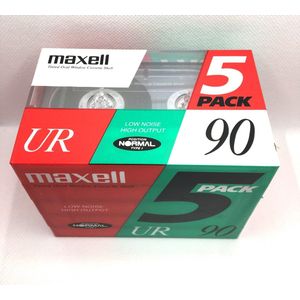 Maxell UR 90 Cassette Tape normal position 5 Pack /  Uiterst geschikt voor alle opnamedoeleinden / Sealed Blanco Cassettebandje / Cassettedeck / Walkman / Maxell cassettebandje.