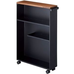 Yamazaki Tower - Badkamer Trolley - Zwart - Houten Bovenblad