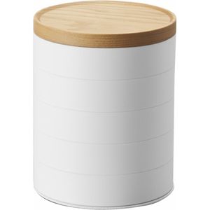 YAMAZAKI - Gestapelde Accessoiretrays - Wit - ABS Hars - Houten Deksel