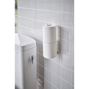 Yamazaki 5989 Tower zelfklevende haak toiletpapierhouder, wit, staal/siliconen kleefhaken: polycarbonaat/PET/polyurethaan, minimalistisch design