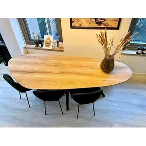 Jason's WOOD - Organische BLOB eettafel met half ovale houten poot 220 x 85