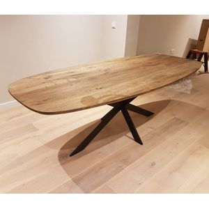 Jason's WOOD - Deens ovale eettafel met matrix-flower poot 240 x 110