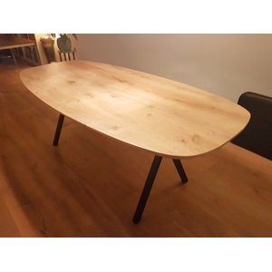 Jason's WOOD - Deens ovale eettafel met scissor-poot 200 x 100