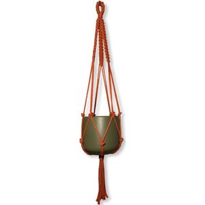 Plantenhanger 'Jazzy' Rood/Roestbruin - 100 cm - Katoen - Let op: Excl. Pot - Macramé - Handgemaakt in Nederland - Inclusief Verzendkosten