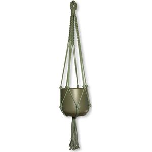 Plantenhanger 'Jazzy' Olijfgroen - 100 cm - Katoen - Let op: Excl. Pot - Macramé - Handgemaakt in Nederland - Inclusief Verzendkosten