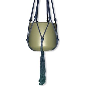 Plantenhanger 'Jazzy' Donkerblauw - 100 cm - Katoen - Let op: Excl. Pot - Macramé - Handgemaakt in Nederland - Inclusief Verzendkosten