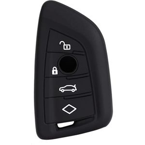 Siliconen Sleutelcover - Zwart Sleutelhoesje Geschikt voor BMW 1 serie / 3 serie / 5 Serie / 7 Serie / X1 / X3 / X4 / X5 / F16 / G20 / G30 / F11 / M - Sleutel Hoesje Keycover - Auto Accessoires