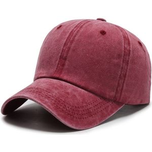 Baseballcap - Stonewashed Denim Pet - Rood - verstelbaar met gesp - one size