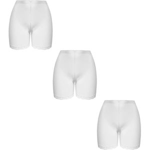 Dames boxershorts - fietsbroekje 3 pack lange pijp met kant XL Wit