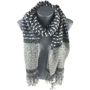 Winter Sjaal – Zacht en warm breisel - 180x60 cm - Unisex - Zwart/Creme