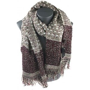 Winter Sjaal – Zacht en warm breisel - 180x60 cm - Unisex - Rood/Creme