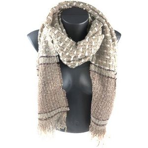 Winter Sjaal – Zacht en warm breisel - 180x60 cm - Unisex - Roze/Creme
