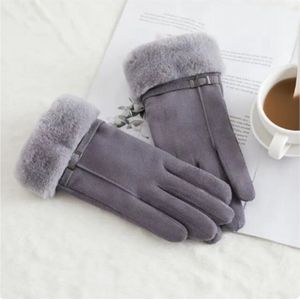 Handschoenen Dames – touchscreen Tip - Fleece en Imitatie suede - Grijs - One size