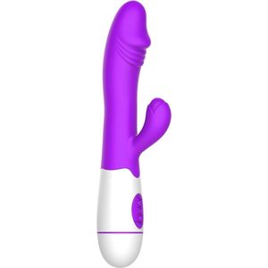 Duo Vibrator | G-Spot Vibrator met Verschillende Trillingen | Waterdichte Siliconen Elektronische Clitoris Penetratie Dildo | Paars