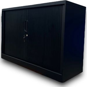 Nieuwe archiefkast/roldeurkast (staal) mat zwart (80x120x45) – Incl. slot