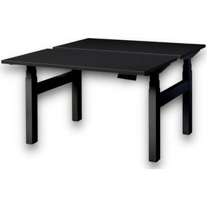 Duo zit sta bureau elektrisch - zwart blad - zwart onderstel - 120 x 80 - NIEUW