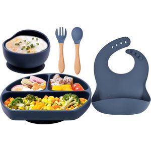 Put plates with compartments - Silicone Baby Board / Non-Slip Kids Placemat with Suction Cups - Self-Feeding Training