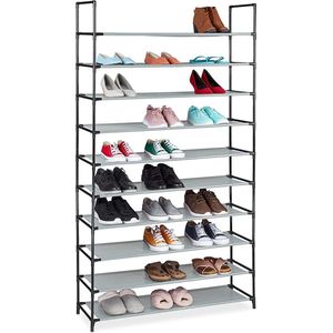 Shoe Rack Plastic / schoenenrek \ Office Shelf Open Shelves - Bookcase, Bookshelf, Standing Shelf, Easy Mounting for Living Room Bedroom Kitchen 176 x 99 x 29.5 cm, Grey