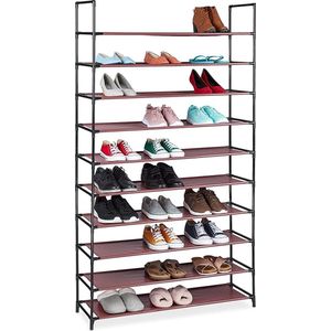Shoe Rack Plastic / schoenenrek \ Office Shelf Open Shelves - Bookcase, Bookshelf, Standing Shelf, Easy Mounting for Living Room Bedroom Kitchen 176 x 99 x 29.5 cm, burgundy
