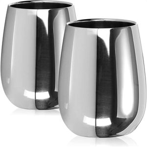 stainless steel wine glasses - royal style wine cups / High Quality - - Perfect for Home, Restaurants and Parties - Champagne Glasses \ Premium product / Tonic Cocktail Glasses