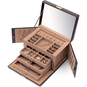 Travel Jewelry Box for Women / watch box jewelry box \Jewelry Holders Portable Jewelry Organizer Case for Necklace Earrings Rings - Drawers Jewelry Storage Box /Juwelendoos