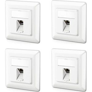 deleyCON Keystone Network Socket Set - 4x RJ45 - Wit